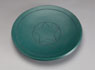 Stoneware platter 30 cm diameter [CP 4-1] dark green matt glaze. $85
